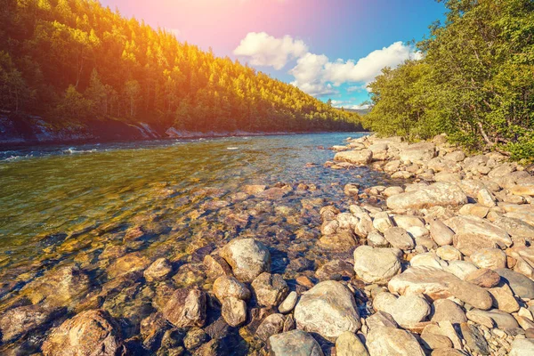 Mountain Valley River Evening Beautiful Nature Norway — Stock Photo, Image