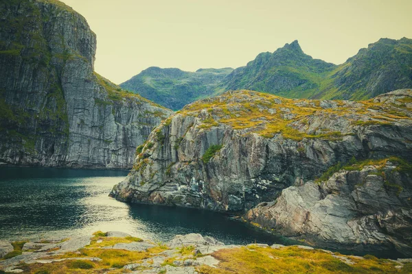 Paysage Montagneux Nord Belle Nature Sauvage Vue Sur Fjord Îles — Photo