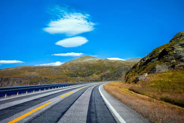 Mountain Road Fjord Stripped Way Nature Norway — Stock Photo, Image