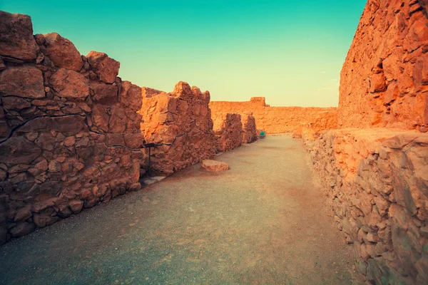 Крепость Масада Руины Дворца Царя Ирода Иудейской Пустыне — стоковое фото