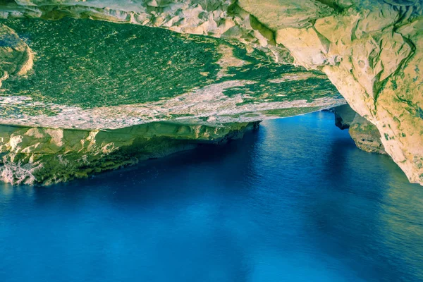Grutas Naturais Caverna Com Mar Calmo Israel — Fotografia de Stock