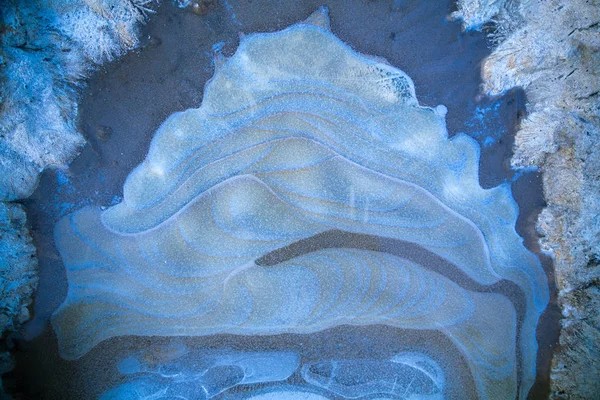 Padrão Abstrato Natural Poça Congelada Fundo Natural Água Congelada — Fotografia de Stock