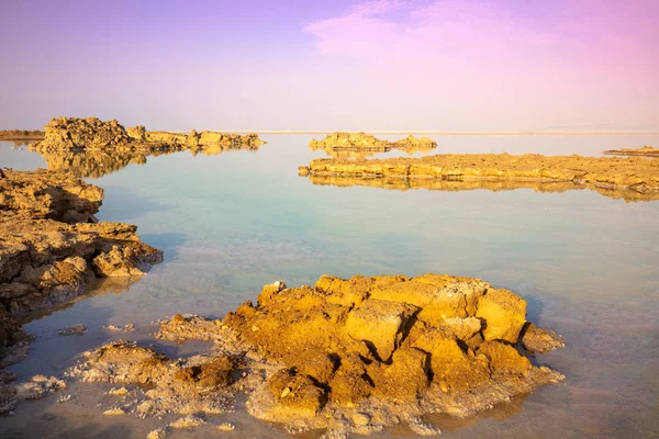 Dode Zee Zoute Kust Ochtend Prachtige Natuur Natuurlandschap — Stockfoto