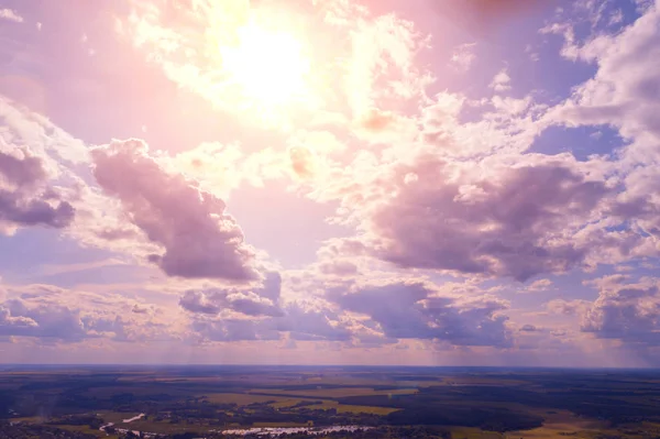 Kleurrijke Bewolkte Lucht Bij Zonsondergang Luchtfoto Lucht Textuur Abstracte Natuur — Stockfoto