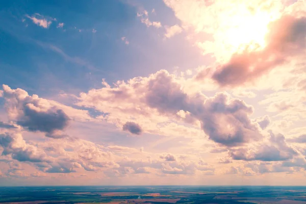 Bunter Bewölkter Himmel Bei Sonnenuntergang Luftaufnahme Himmel Textur Abstrakte Natur — Stockfoto