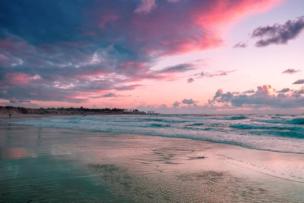 Beach Evening Beautiful Dramatic Sky Sunset Sea — Stock Photo, Image