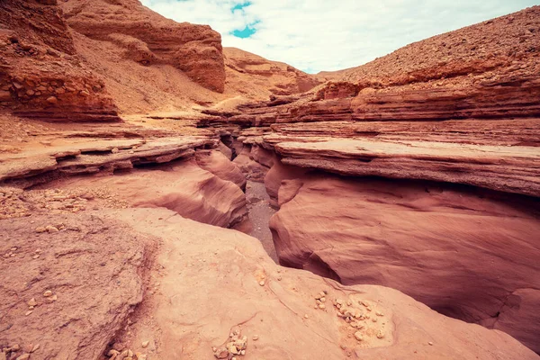 Lecho Seco Del Río Paisaje Natural Del Desierto Textura Piedra — Foto de Stock
