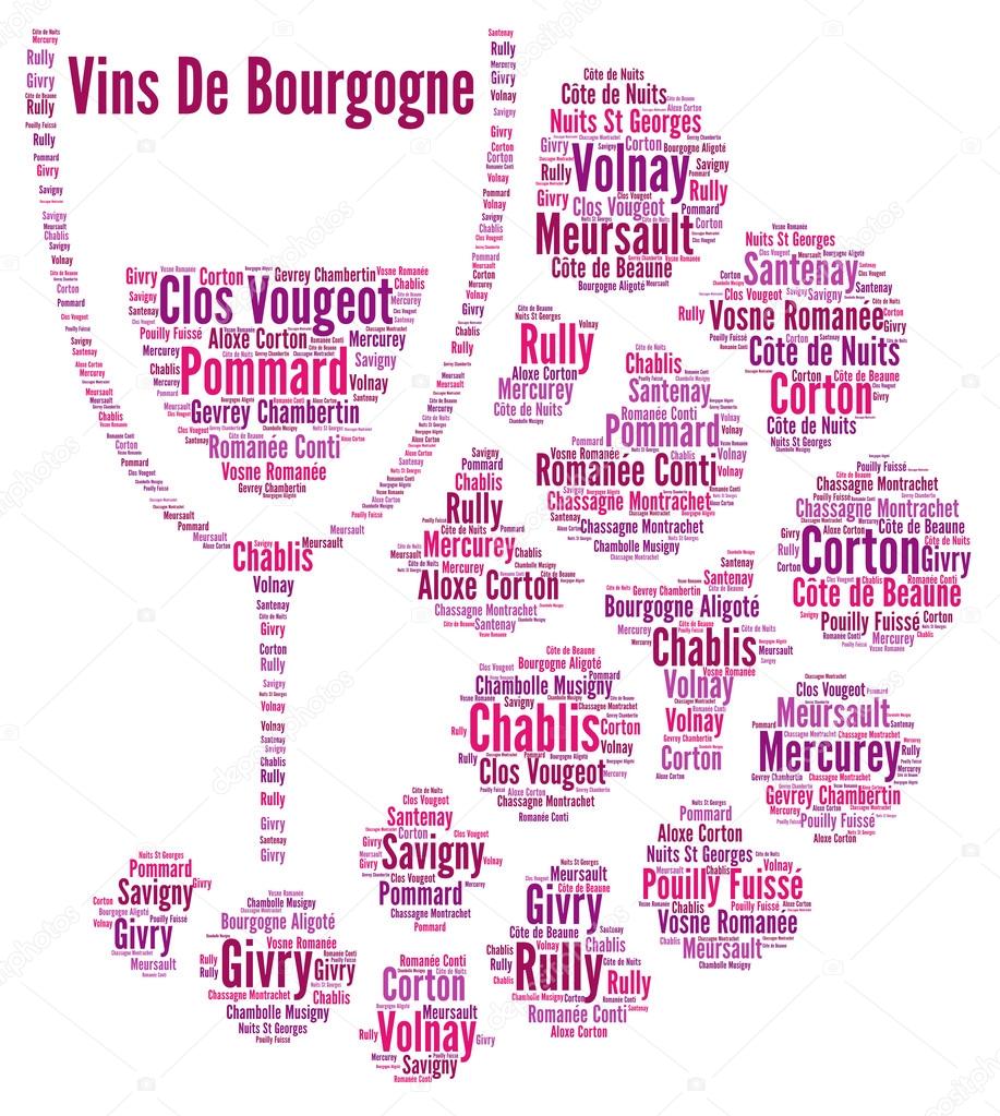 Wine of Bourgogne word cloud 