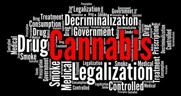 Decriminalização conceito de nuvem palavra cannabis — Fotografia de Stock