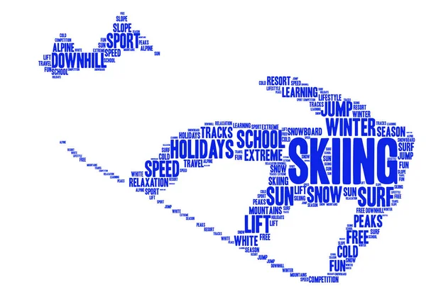 Skiing snowboard word cloud illustration — Stock Photo, Image