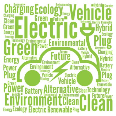 Elektrik ve temiz araç kelime bulutu konsepti 