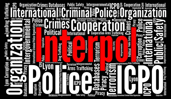 Conceito de nuvem de palavras Interpol — Fotografia de Stock