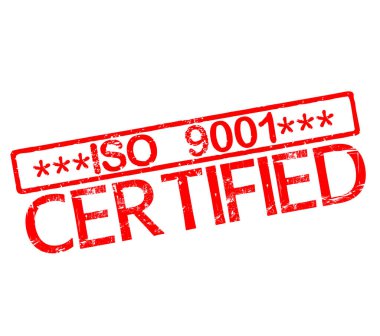 Lastik damga metni ile ISO 9001 sertifikalı 