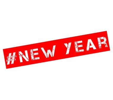 Lastik damga metni Hashtag yeni yıl ile