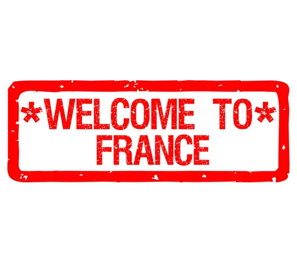 Резиновая марка с текстом приветствуется во Франции — стоковое фото