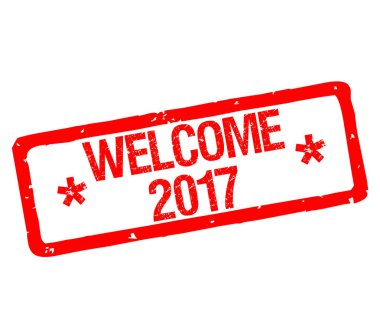Lastik damga metni ile hoş geldiniz 2017 