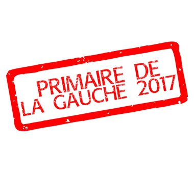 Lastik damga metni Fransızca Sosyalist Cumhurbaşkanlığı birincil 2017 ile
