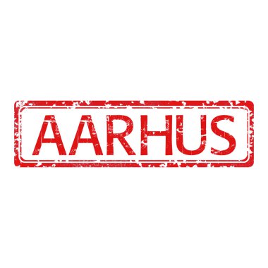 Lastik damgası ile metin Danimarka Aarhus 