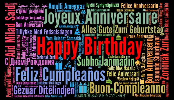 Happy Birthday in different languages — Stock Photo, Image