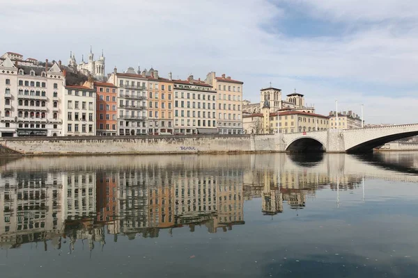 View of the city of Lyon with Saone river, France — Stock Photo, Image