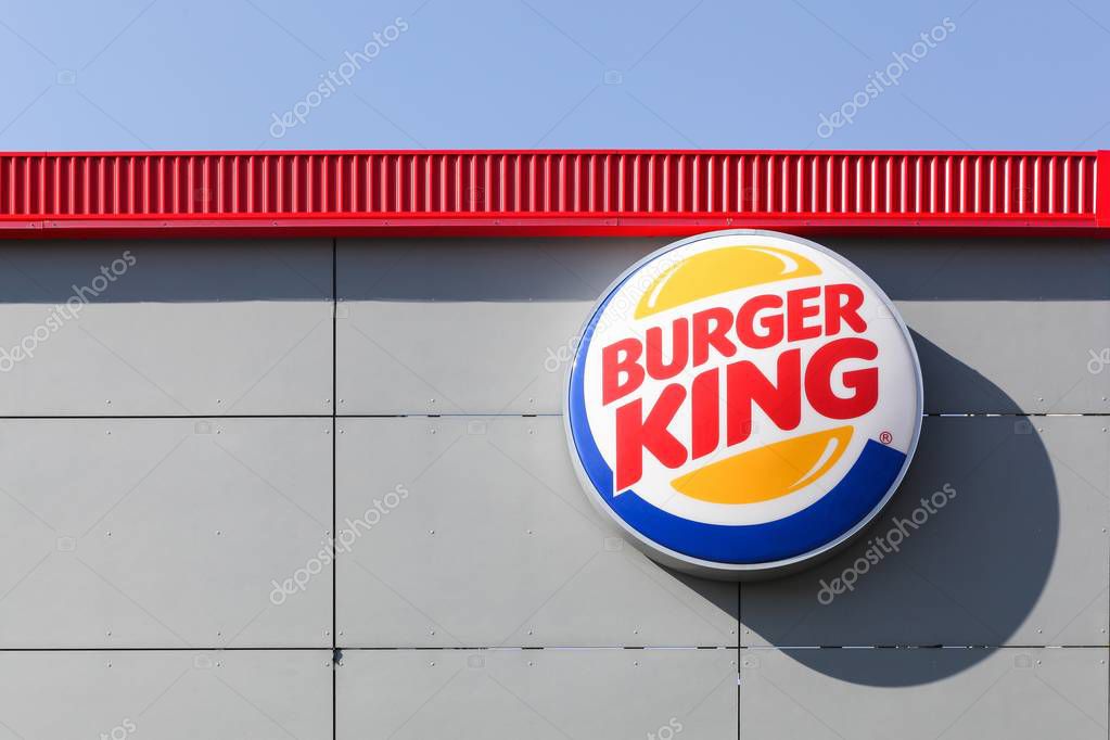 Odense , Denmark - April 9, 2017: Logo of the fast food chain Burger King. Burger King is a global chain of hamburger fast food restaurants