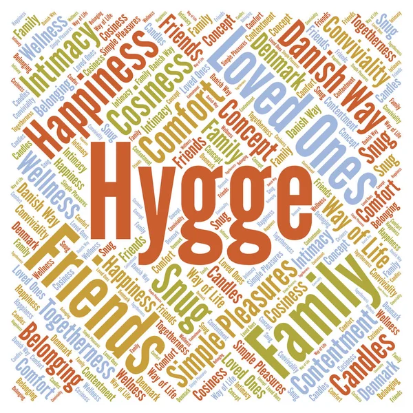 Hygge słowo cloud — Zdjęcie stockowe