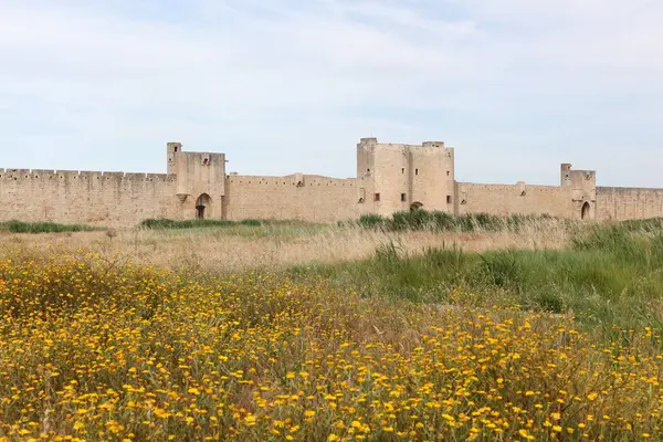 Historische torens en wallen in de stad van Aigues-Mortes, Frankrijk — Stockfoto