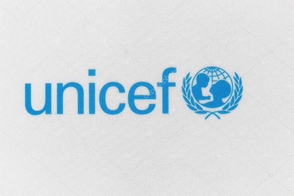 Unicef logo on a panel