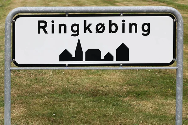 Ringkobing city road sign in Denmark — Stock Photo, Image