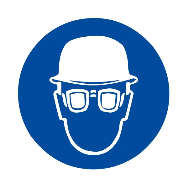 Wear helmet and glasses safety sign — Stock Photo, Image