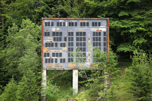 Abandoned winter olympic site at the ski jumping large hill in Saint-Nizier du Moucherotte, France