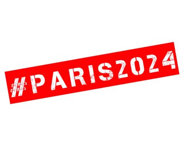 Lastik damgası ile metin Paris 2024