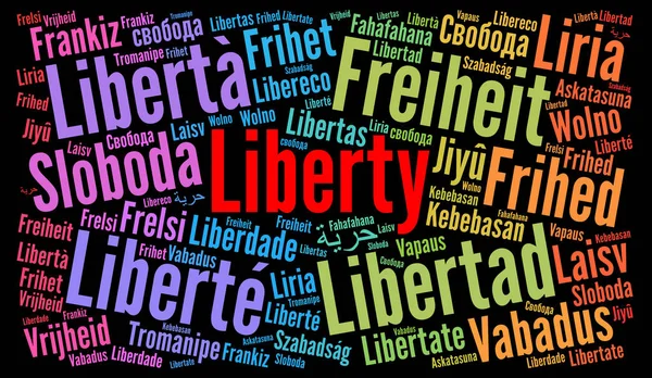 Nuvem de palavras Liberty em diferentes idiomas — Fotografia de Stock