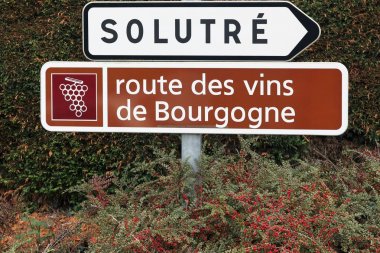 Road of Burgundy wine sign, France clipart