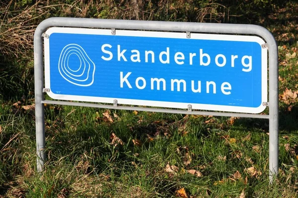 Skanderborg municipality road sign in Denmark — Stock Photo, Image