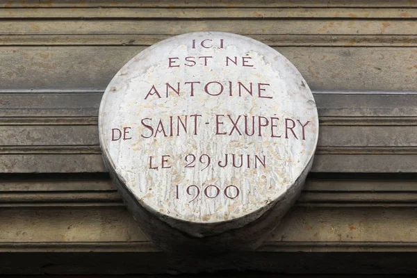 Lyon França Maio 2017 Nasce Aqui Antoine Saint Exupery Junho — Fotografia de Stock