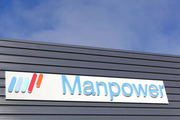 Dax Francia Junio 2017 Logotipo Mano Obra Una Pared Manpowergroup — Foto de Stock