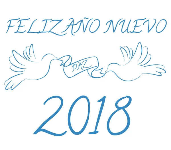 Bonne Année 2018 Espagnol Avec Symbole Paix — Photo