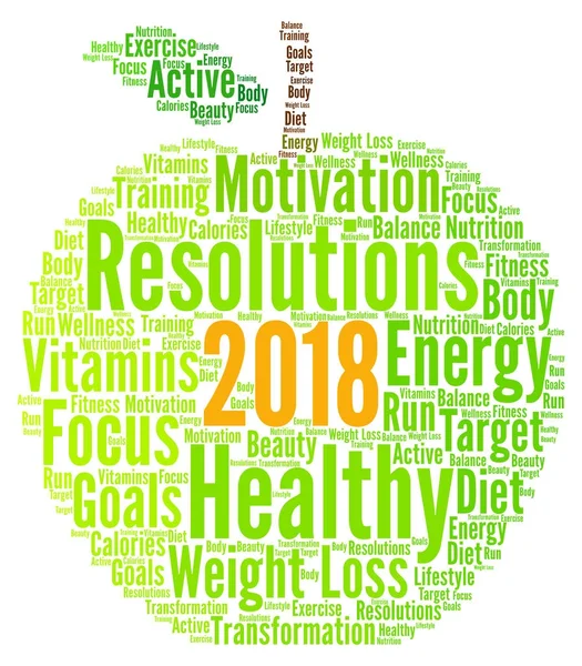Resoluções Saudáveis 2018 Nuvem Palavras — Fotografia de Stock