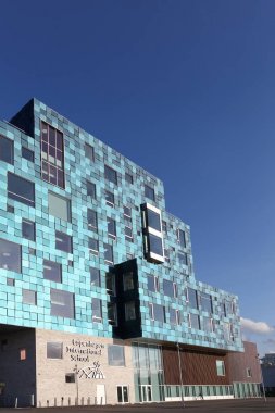 Kopenhag, Danimarka - 10 Eylül 2017: Kopenhag International School binası. Kopenhag International School, Kopenhag metropolitan bölgesinde bulunan uluslararası, ortak eğitim günü okuludur. 