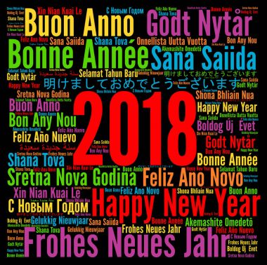Mutlu yeni yıl 2018 farklı dillerde