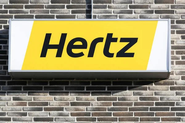 Aalborg Dinamarca Julio 2017 Logo Hertz Una Pared Hertz Una — Foto de Stock