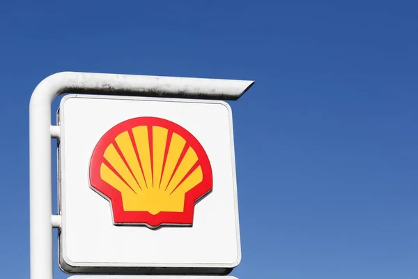 Villefranche Francie Září 2015 Shell Logo Čerpací Stanici Shell Anglo — Stock fotografie