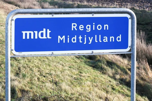 Центральна Ютландія Називається Midyjylland Данії Дорожній Знак Данії — стокове фото