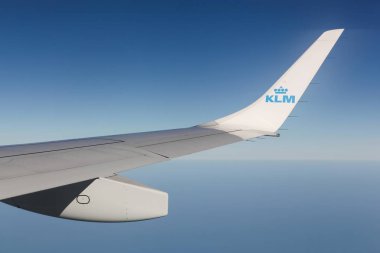 Hollanda - 15 Eylül 2016: KIM Netherlands.Klm bayrak taşıyıcı havayolu Amstelveen, Amsterdam Airport Schiphol adlı hub ile merkezi. Air France-Klm grubun parçası olan