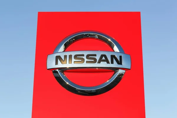 Risskov Dinamarca Outubro 2017 Logotipo Nissan Painel Nissan Motor Company — Fotografia de Stock