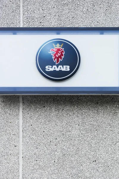 Риссков Дания Сентября 2015 Логотип Saab Стене Saab Производителем Автомобилей — стоковое фото