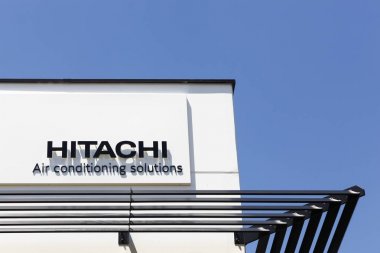 Saint-Priest, Fransa-18 Haziran 2017: Hitachi Klima ofis binası. Hitachi çok çeşitli yerli ve ticari Klima cihazılar üretimi