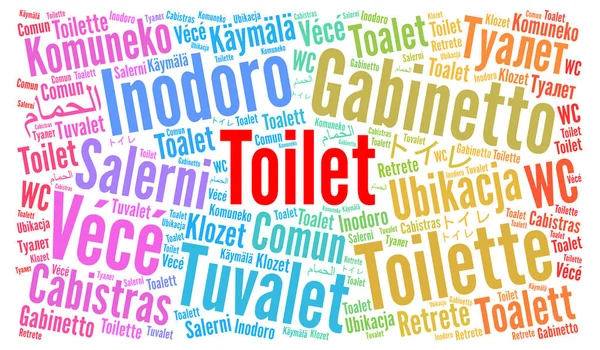 Toaleta Různých Jazycích Slovo Mrak — Stock fotografie