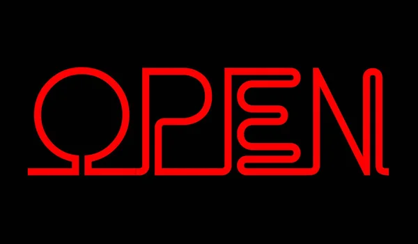 Otevřené Neon Sign Ilustrace — Stock fotografie